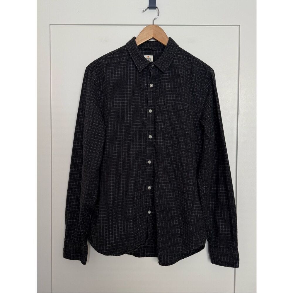 Marine Layer Flannel Shirt Mens Sz M L Gray Check Long Sleeve Button Up Outdoor